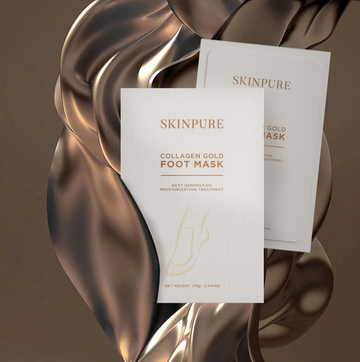 SKINPURE Collagen Gold Foot Contour Mask, Advanced Moisturisation for Glowing and Baby Soft Feet - At Home Foot Spa Treatment - Best Gift for Women and Men